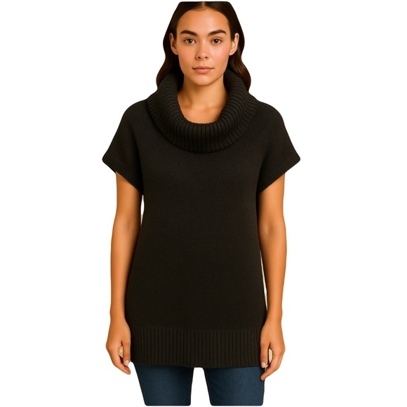 Vince sweater Alpaca Wool Cashmere‎ Cowl Neck Short Sleeve L black - Picture 10 of 10